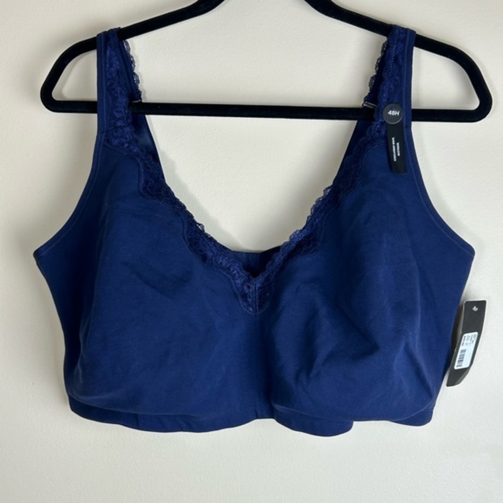 NWT ti Voglio Wireless Dark Blue Bra Sz 48H Cotton